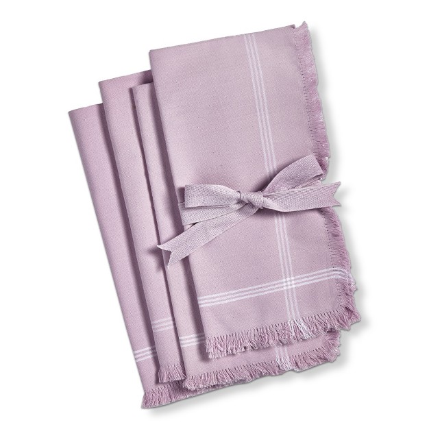 Tag Solid Lilac With White Border Stripe Cotton Machine Washable Napkin Set Of 4 Lilac