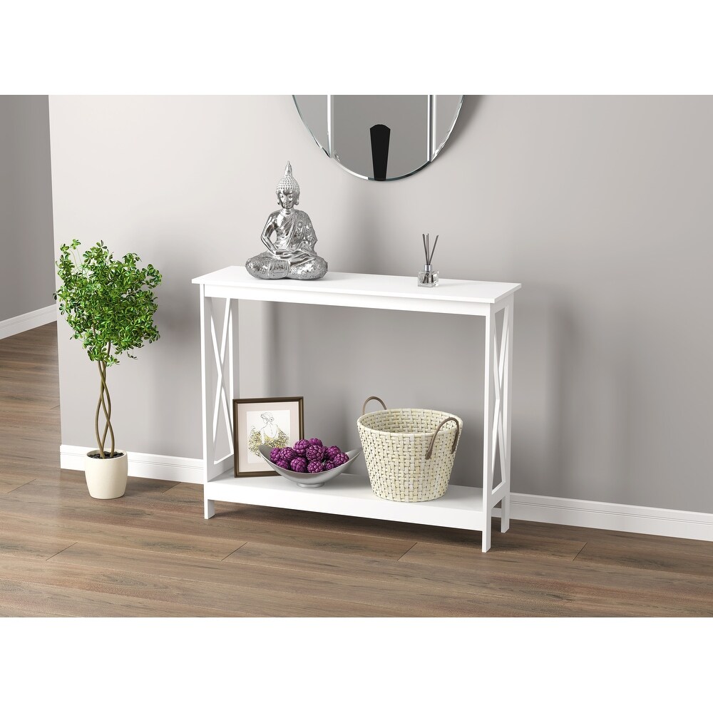 Console Table 39.5L White 1 Shelf   39'5' x 11'75' x 31'5'