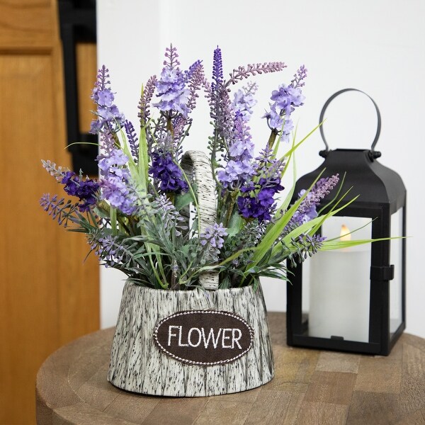 Lavender Bouquet in Flower Spring Basket with Handle