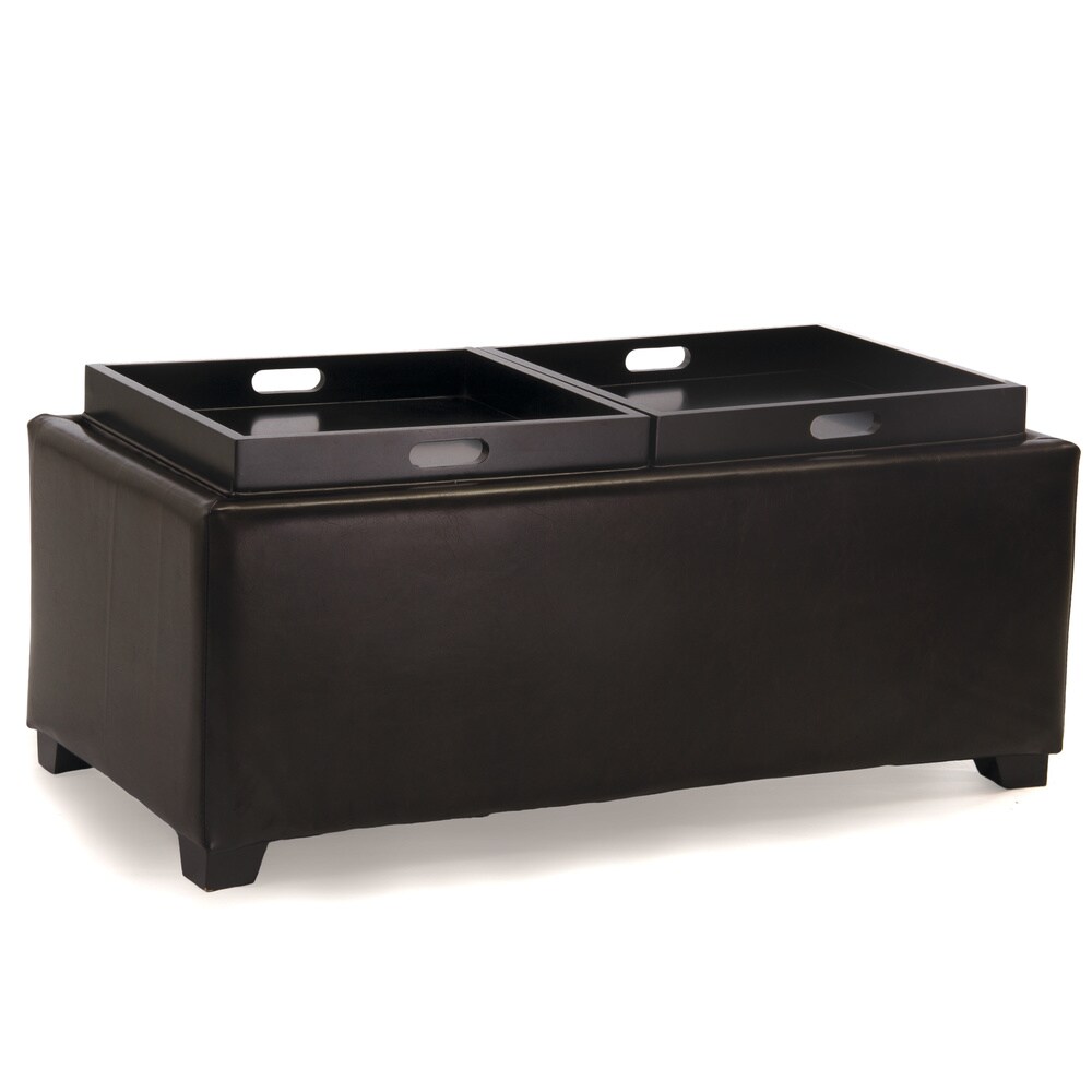 Maxwell Bonded Leather Double Tray Ottoman by Christopher Knight Home