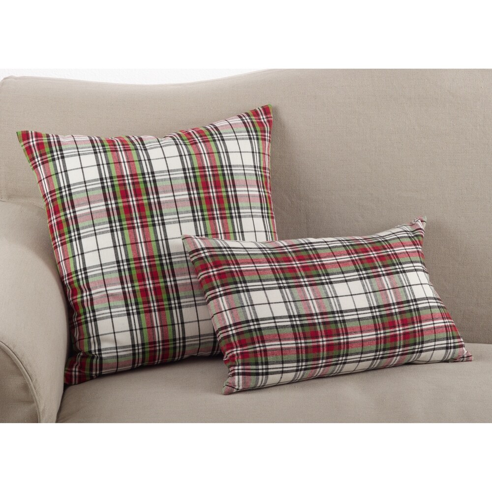 Classic Tartan Plaid Pattern Cotton Down Filled Throw Pillow