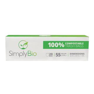 Simply Bio 55 Gal. Compostable Trash Bags with Flat Top Eco-Friendly Heavy-Duty (20-Count) SB-55GAL-F-20PK