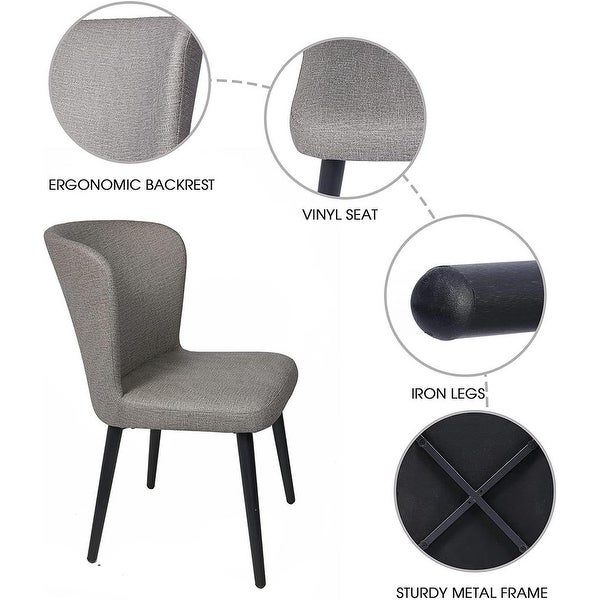 Set of 2 Kitchen Dining Room Chair Leather Chair with Fire Retardant and Water Repellent Vinyl Seat， Grey - 17.7