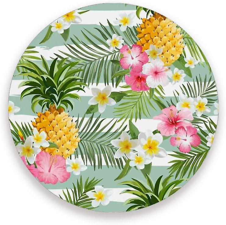 Printed Round Tropical Flowers Ceramic Coasters With Cork-backed For Coffee Drink Cup Mat Absorbent Stone Coaster Set Of 1/2/4