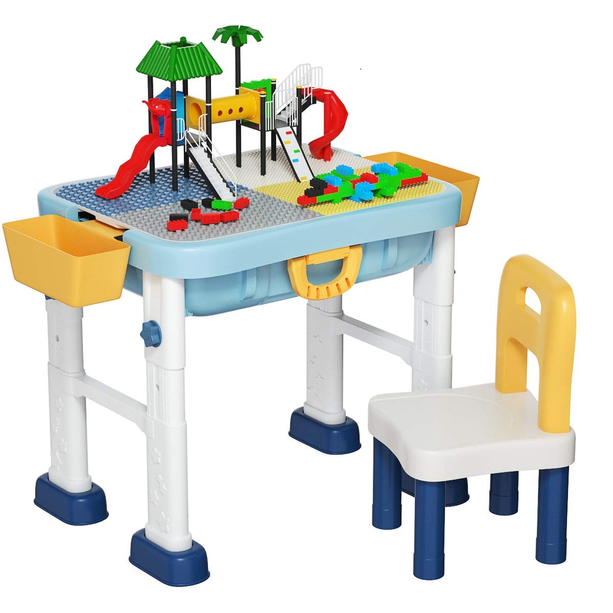 Costzon Kids Table and Chair Set, 7 in 1 Activity Table for Toddlers Drawing