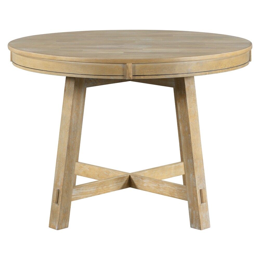 Round Extendable Wood Kitchen Dining Table with 16\