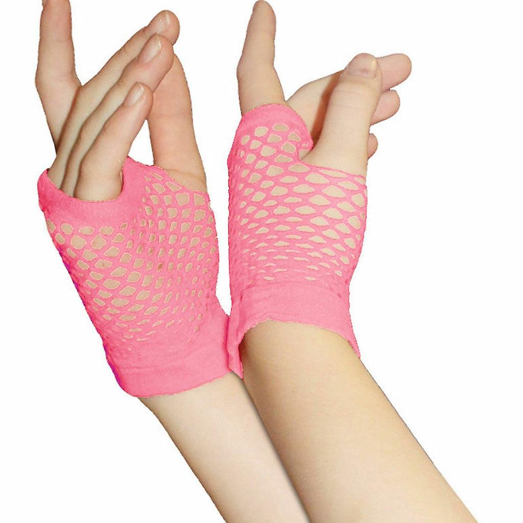 Women's Short Fishnet Fingerless Mesh Gloves