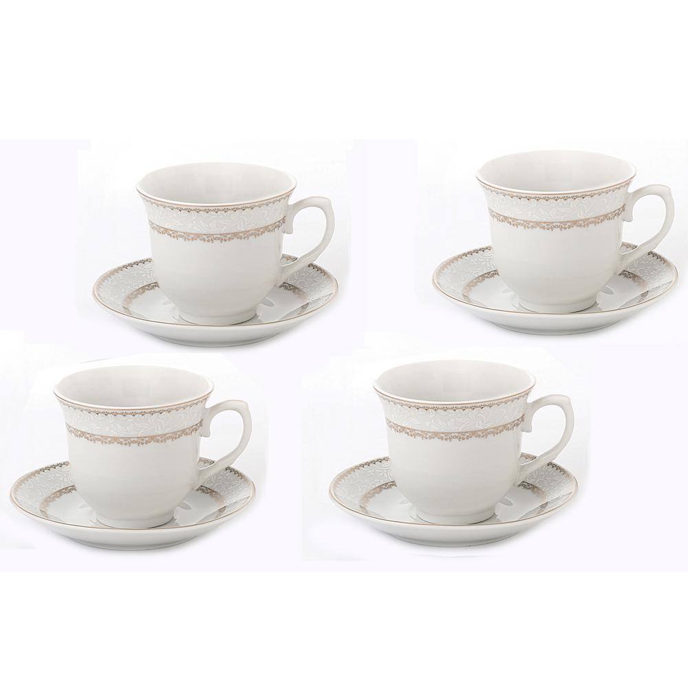 Lorren Home Trends Lorren Home 8 oz. Gold Tea and Coffee Porcelain (Set of 4) Noelle-4