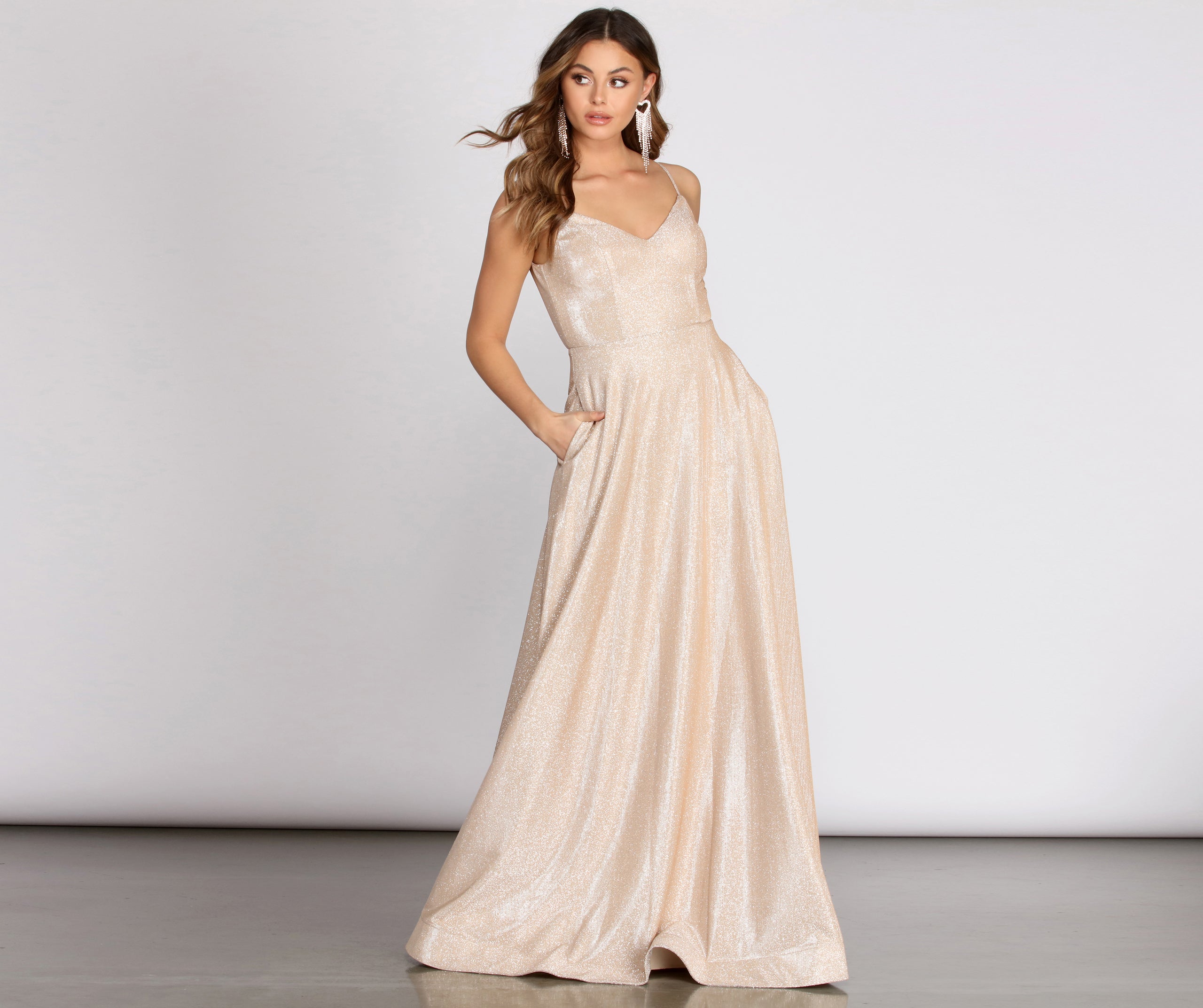 Aime Glitter A-Line Gown