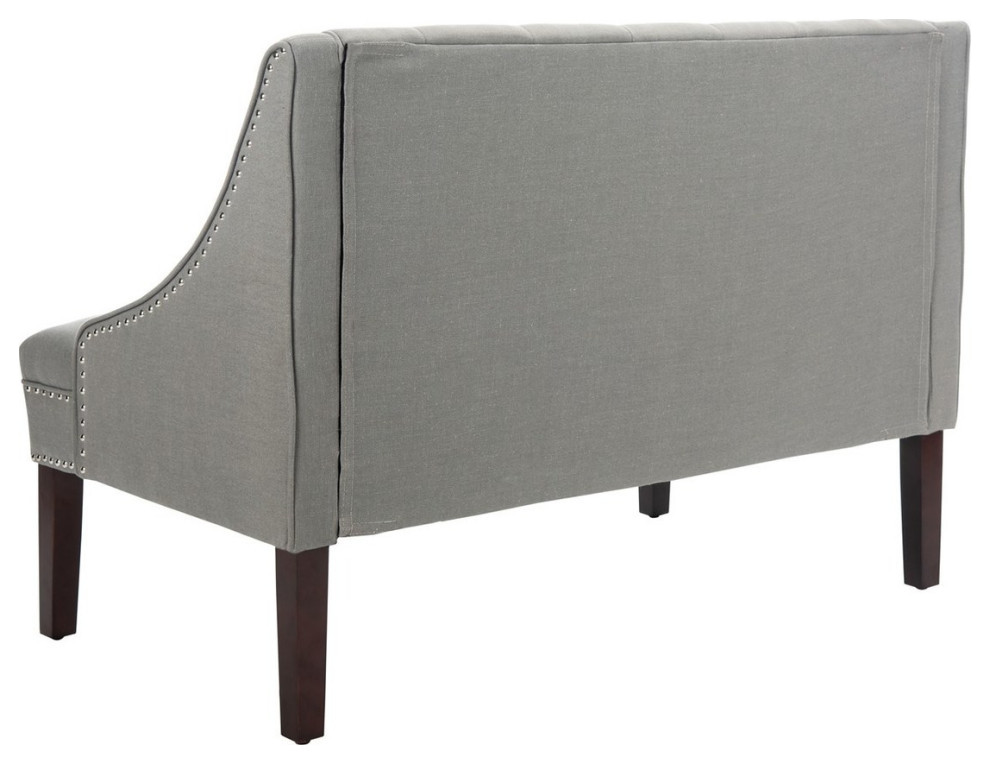 Chloe Linen Settee With Silver Nailheads Gray/Linen/Espresso   Transitional   Loveseats   by V.S.D Furniture  Houzz