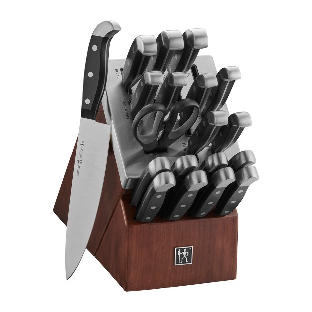 Henckels Statement 20 pc Self sharpening Knife Set With Block Chef Knife Paring Knife Utility Knife Bread Knife Steak Knife Dark Brown