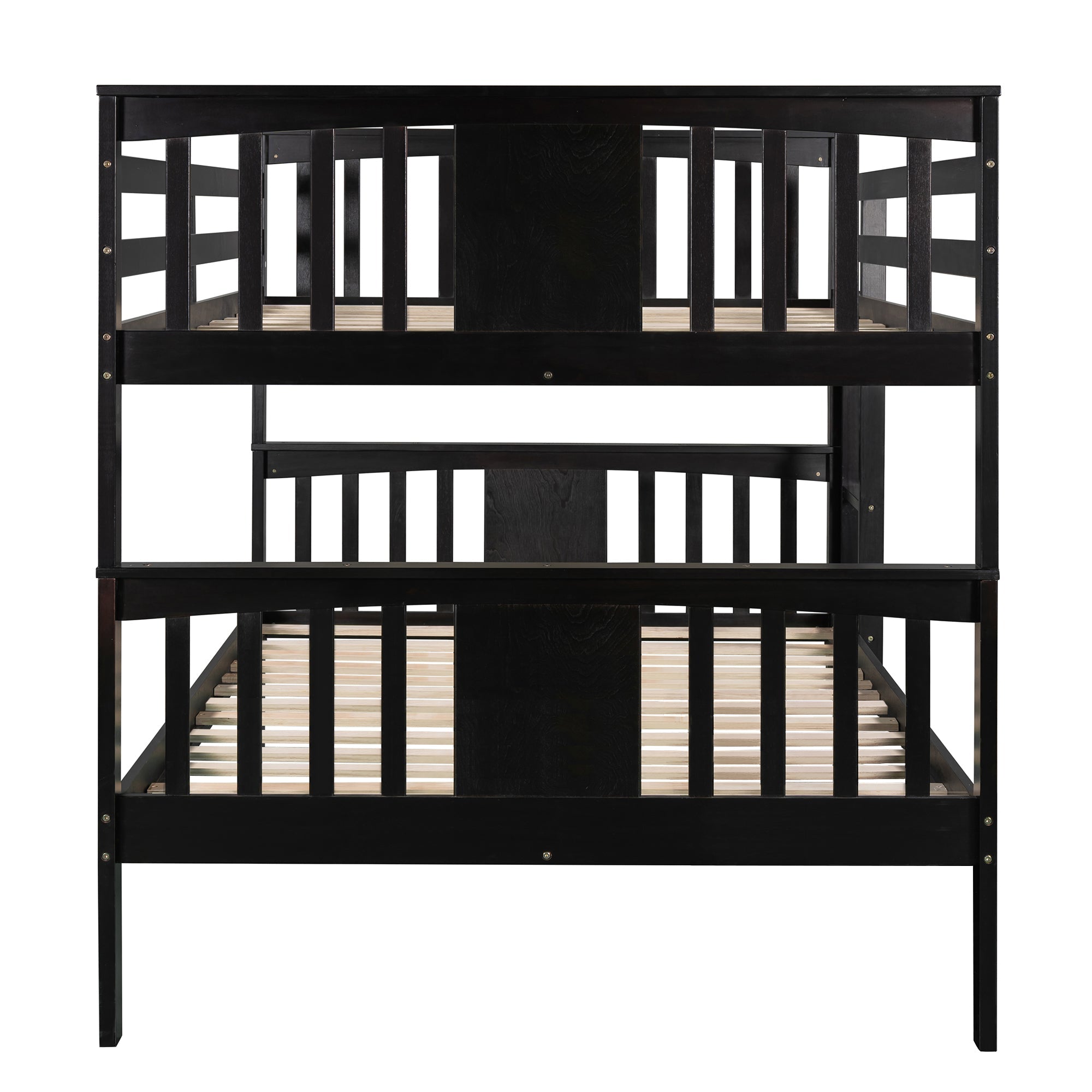 Churanty Wooden Full Over Full Bunk Bed with Safety Guardrail and Sturdy Ladder for Bedrooms Guest Rooms Dorms,Espresso