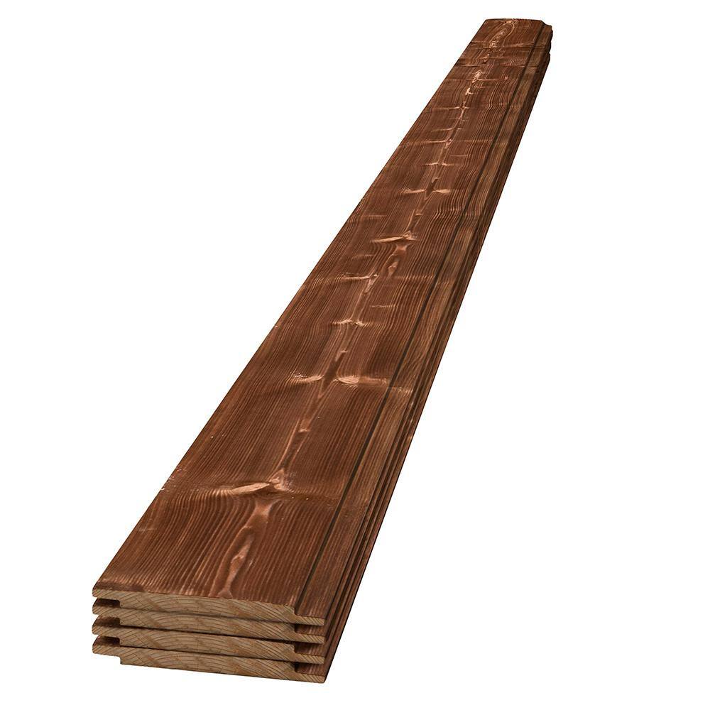 UFP-Edge 1 in. x 6 in. x 8 ft. Charred Wood Canyon Brown Pine Shiplap Board (4-Pack) 311335