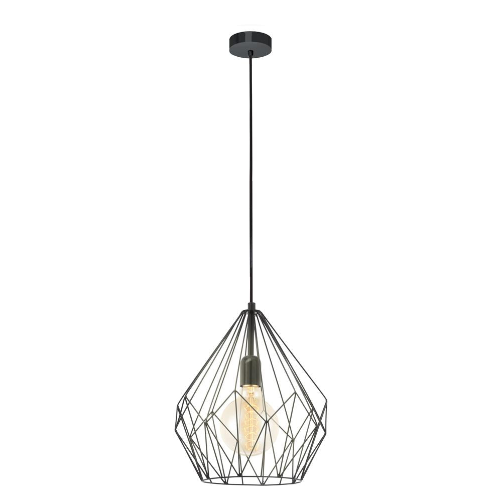 Eglo 49257 Vintage Black Wired Cage Effect Contemporary 1 Lamp Pendant Light