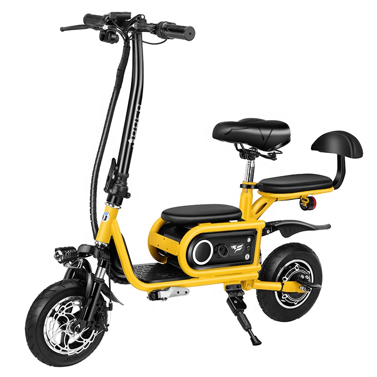 Hot selling high carbon steel ready to ship e bike customized brushless motor yellow color foldable electric bike for adults