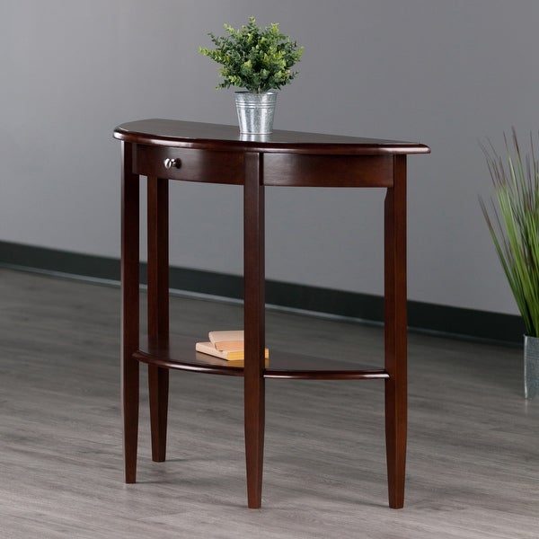 Concord Half Moon Console Table， Walnut - 39.29 x 15.75 x 33.66 inches