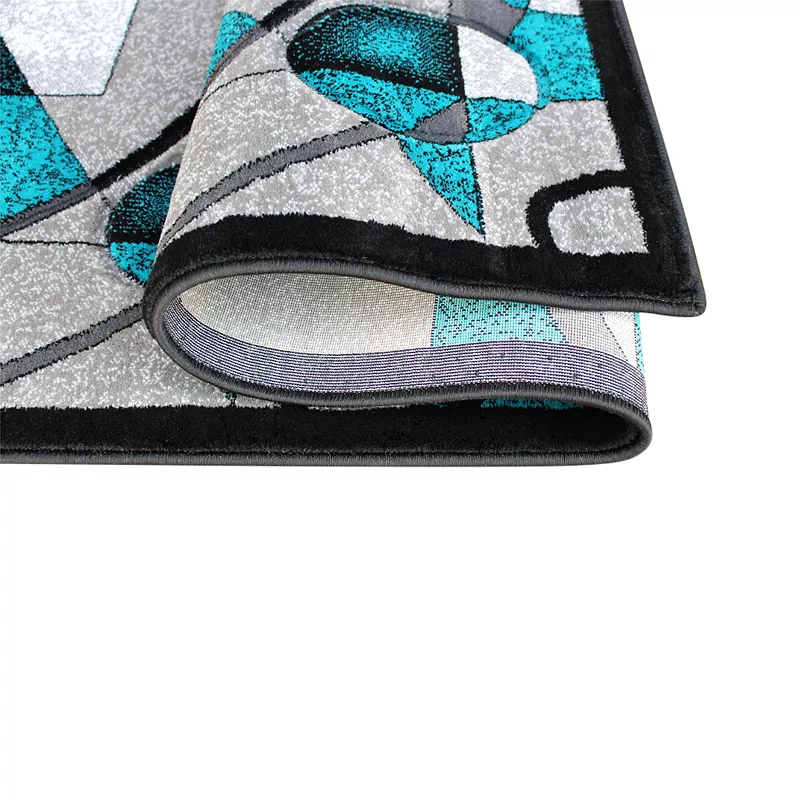 Masada Rugs Masada Rugs Sophia Collection 2'x7' Area Rug with Hand Sculpted Abstract Geometric Pattern in Turquoise