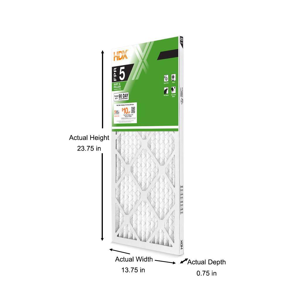 HDX 14 in. x 24 in. x 1 in. Standard Pleated Air Filter FPR 5 HDX1P5-011424