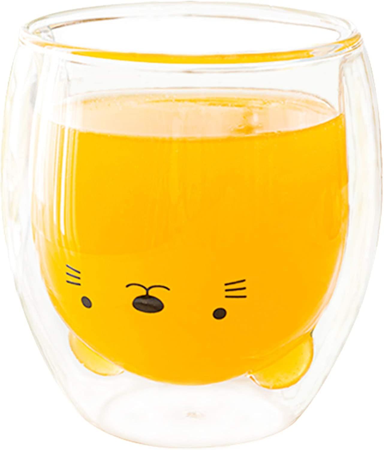 Cute Mugs Double Wall Insulated Glass Espresso Cup Coffee Cup， Tea Cup， Milk Cup， Gigt For Personal Birthday And Office 250ml/8.4oz (cute Mugs Cat+cat