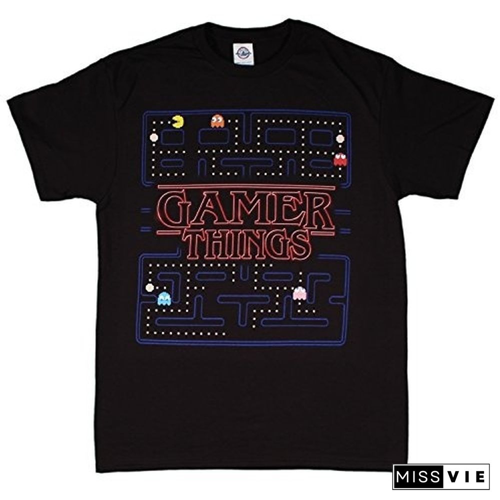 Pac-Man Stranger Things Parody Gamer Things T-Shirt Men Short Sleeve T-Shirt