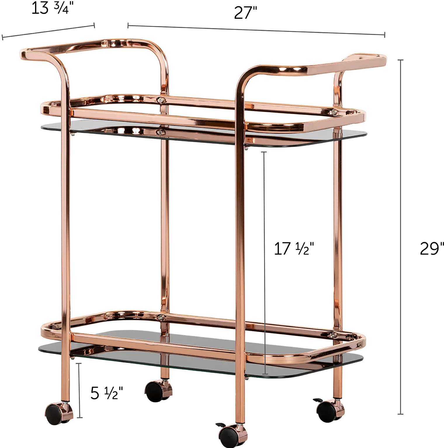 Maliza Rose Gold Bar Cart - South Shore