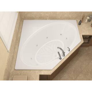 Universal Tubs Mali 5 ft. Acrylic Corner Drop-in Whirlpool Bath Tub in White HD6060VWR