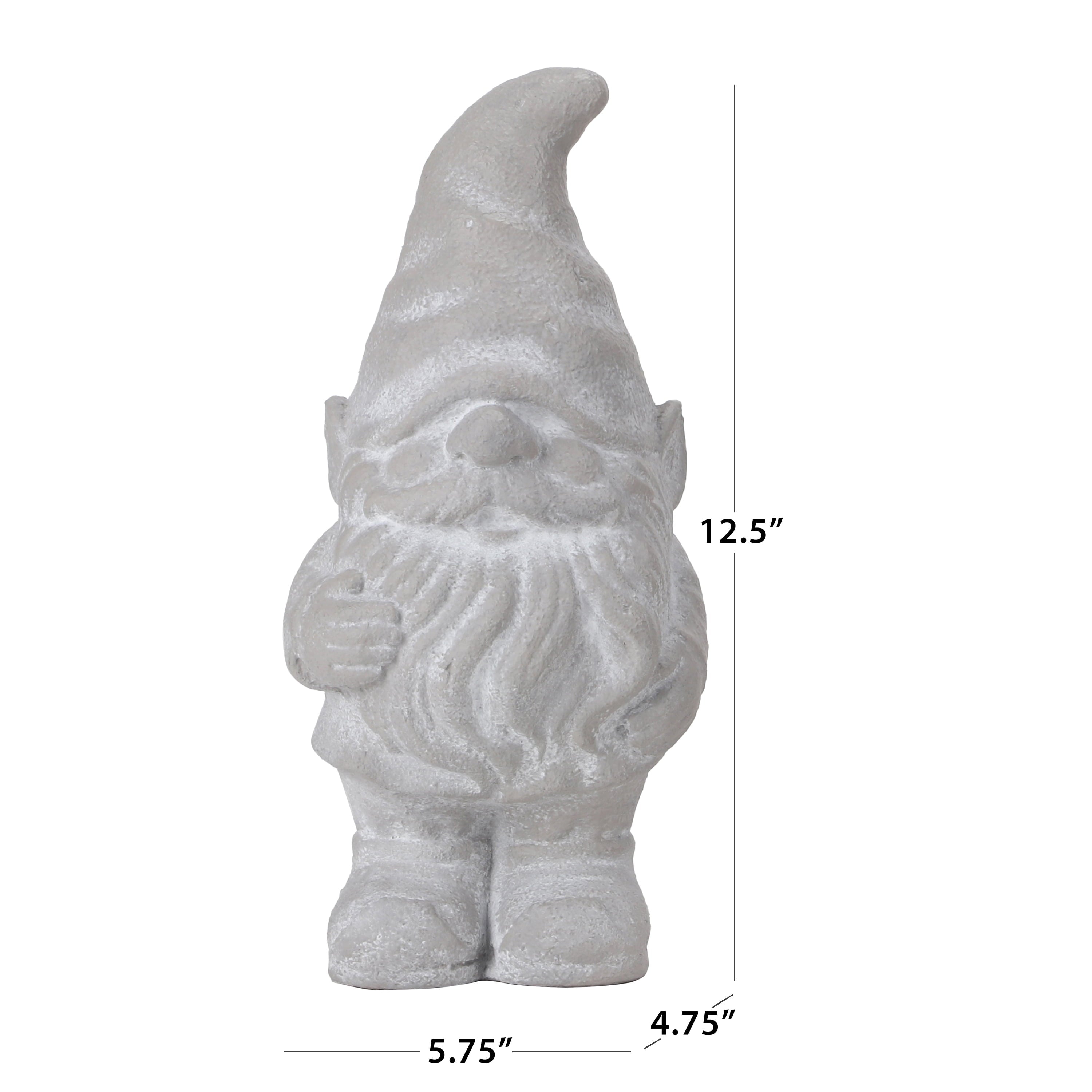 BHG Outdoor Grey Gnome Garden Statue, 5.75in L x 4.75in W x 12.5in H