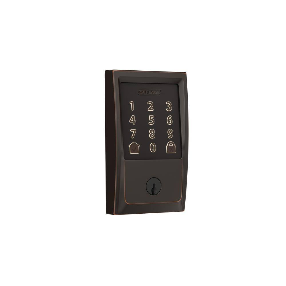 Schlage Century Aged Bronze Electronic Encode Smart WiFi Deadbolt with Alarm BE489WB CEN 716