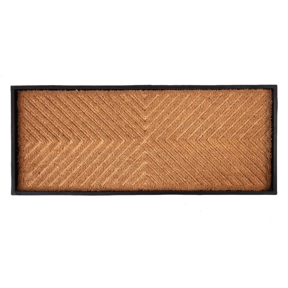 Jani Natural   Recycled Rubber Boot Tray with Cross Embossed Coir Insert