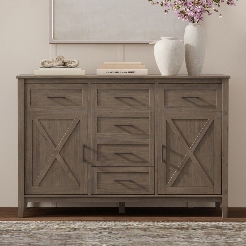 WYNDENHALL Cantina SOLID WOOD 54 inch Wide Rectangle Transitional Sideboard in Smoky Brown   18\