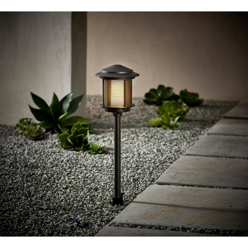 Hampton Bay Ambrose Low Voltage 2.4 Lumens Black Integrated LED Path Light with Flicker Flame Effect WeatherWaterRust Resistant 62906