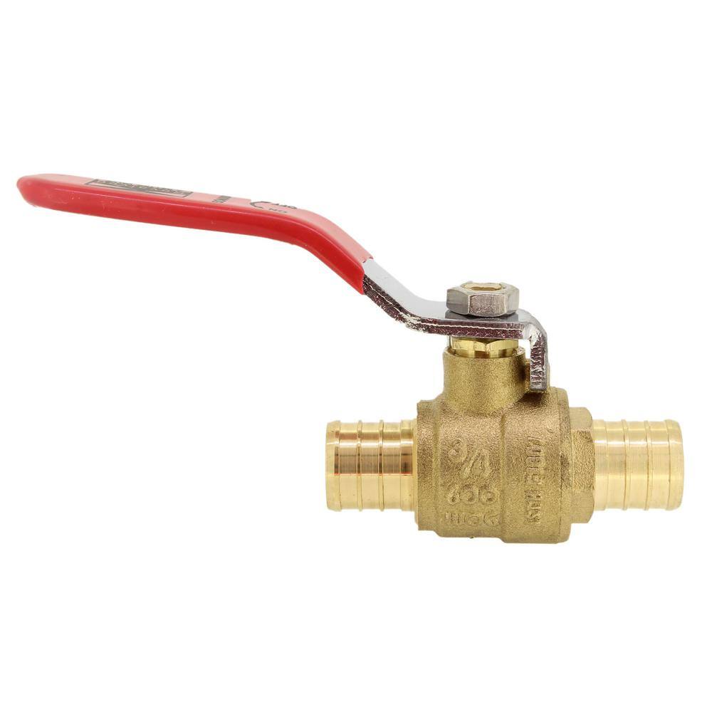 REVALVED 34 in. PEX Full Port Brass Ball Valve with Red Handle (10-Pack) PX-34-10PK_RD