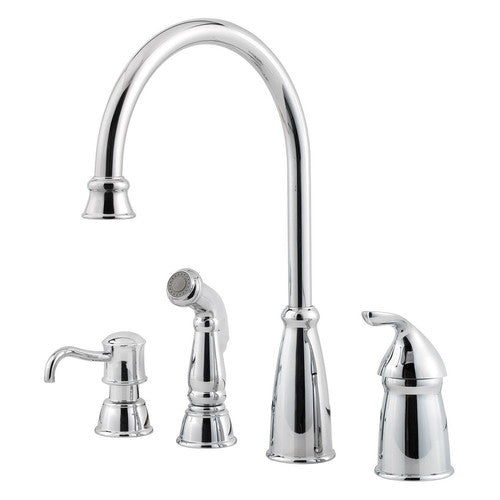 Avalon 1-Handle Kitchen Faucet with Side Spray and Soap Dispenser in Stainless Steel