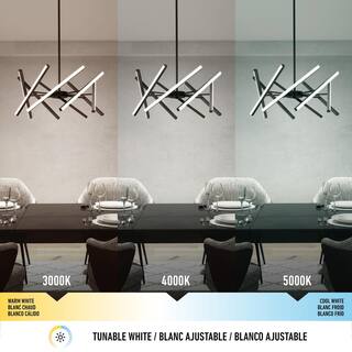 Artika Malibu 30-Watt Integrated LED Black 3 CCT Modern Hanging Pendant Chandelier Light Fixture for Dining Room or Kitchen PDT-MUC-HD2BL