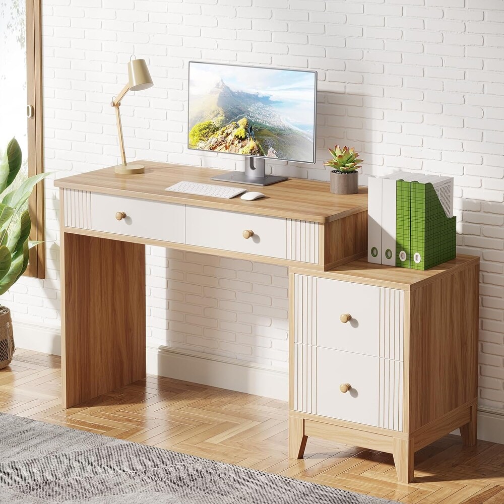 Computer Desk with 4 Drawers  51 Inch Home Office Desks with Storage