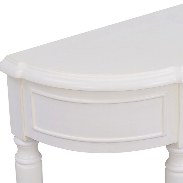 Circular Curved Design Console Table with Shelf and Legs Two Top Drawers