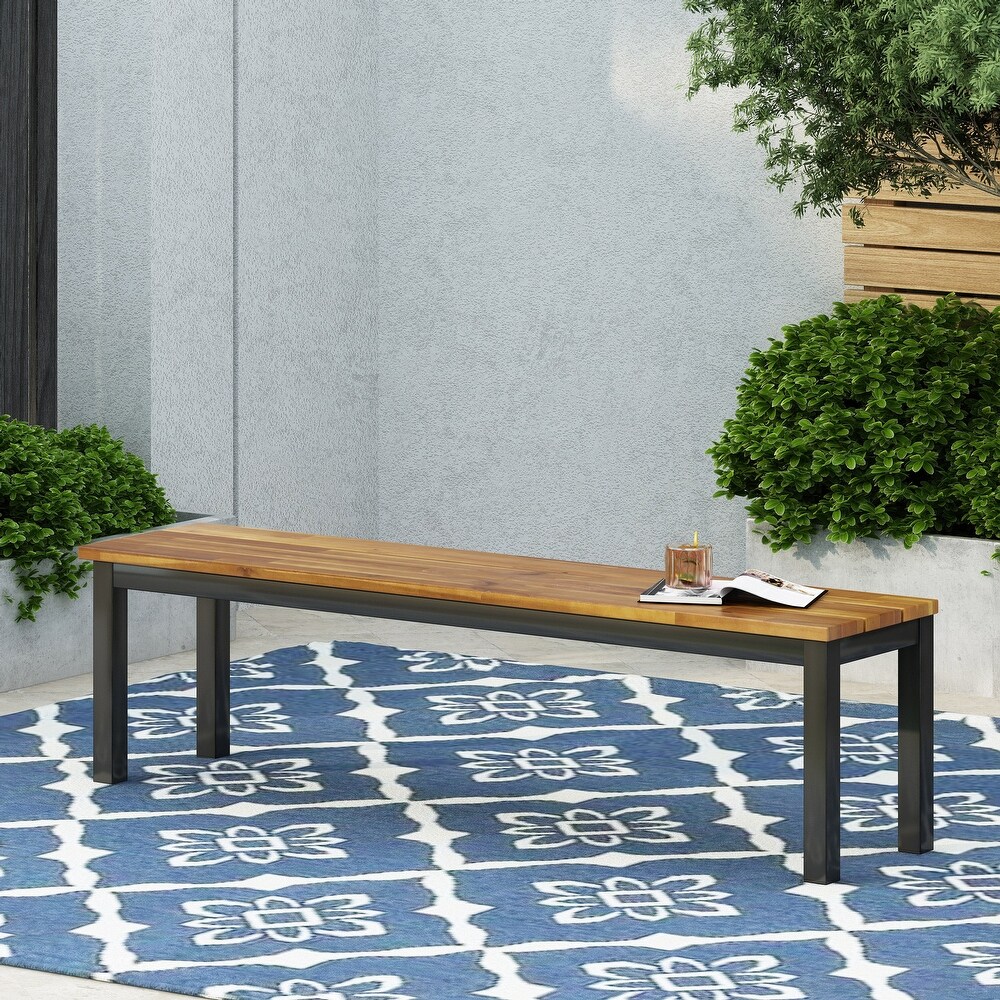 Lindsey Outdoor Outdoor Modern Industrial Acacia Wood Bench by Christopher Knight Home