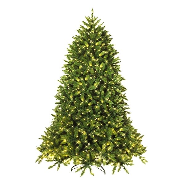 Costway 6ft Prelit PVC Christmas Fir Tree Hinged 8 Flash Modes w/ 650