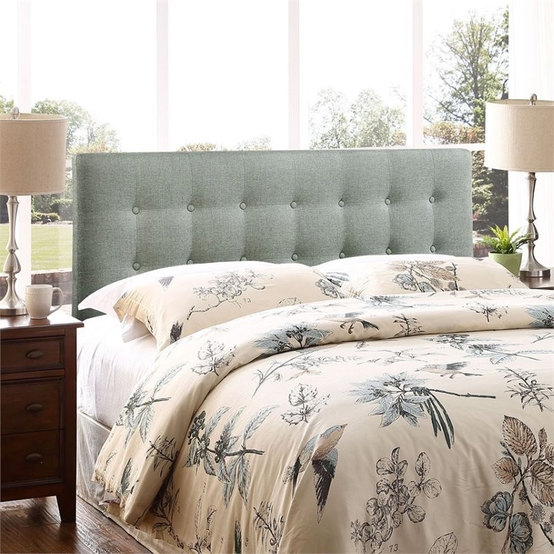 Hawthorne Collections Modern Fabric Upholstered King Panel Headboard in Beige   Transitional   Headboards   by Homesquare  Houzz