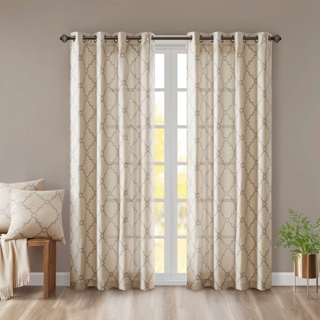 Sereno Fretwork Print Grommet Top Window Curtain Panel