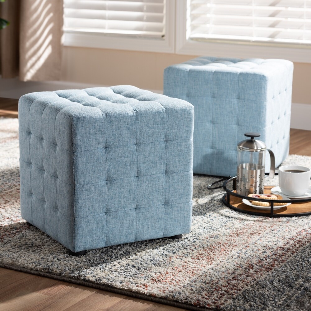 Contemporary Fabric 2 Piece Ottoman Set