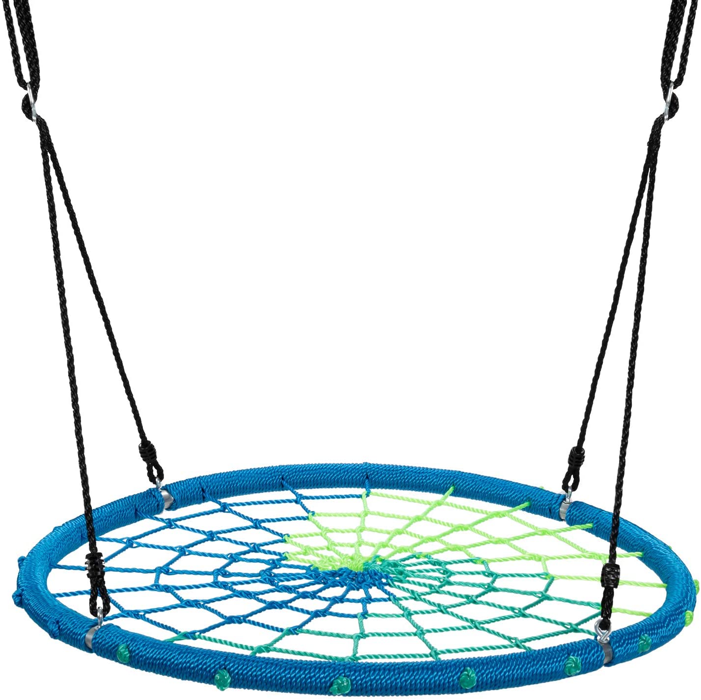 Costzon 40'' Spider Web Colorful Tree Swing Net Swing, 700 Lbs Kids Net Spider Web Round Swing with 40'' - 63'' Hanging Ropes for Tree