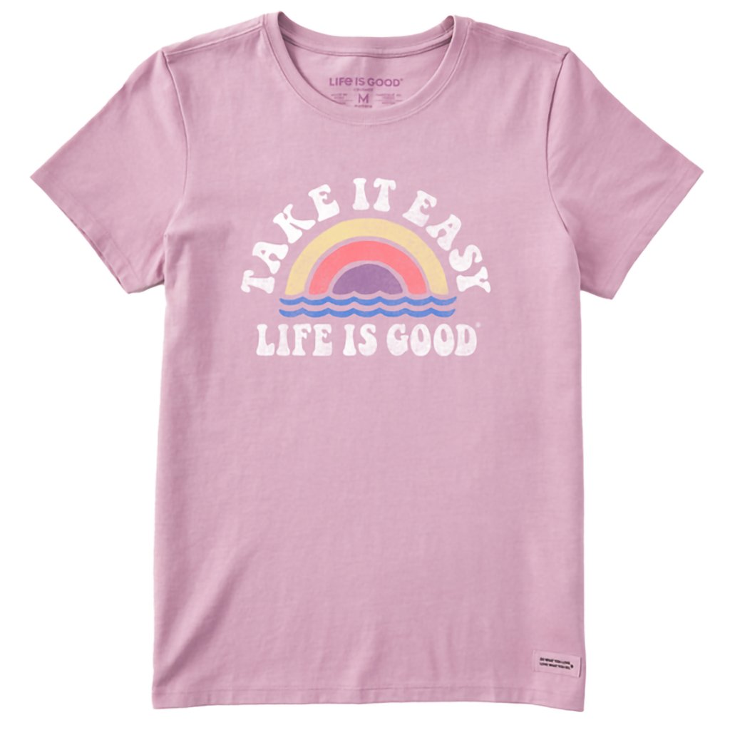 Life Is Good  Women's Take It Easy Rainbow Waves Short Sleeve Tee