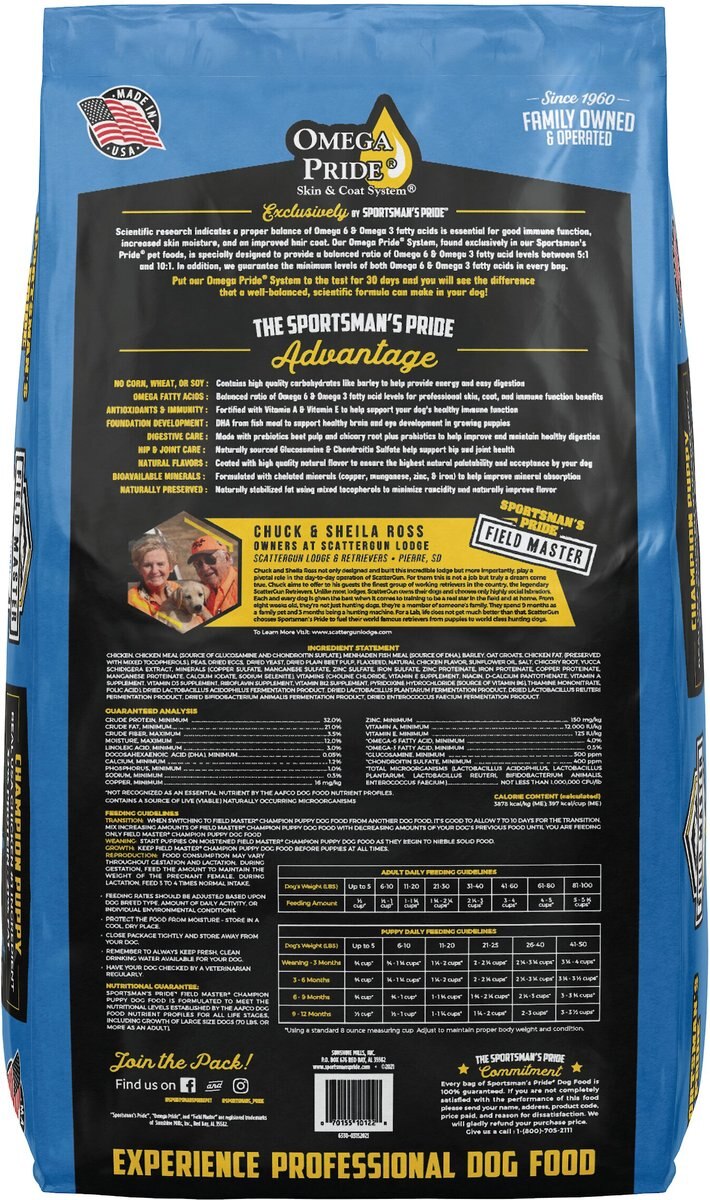 Sportsman's Pride Field Master Champion 32/21 Dry Puppy Food， 30-lb bag