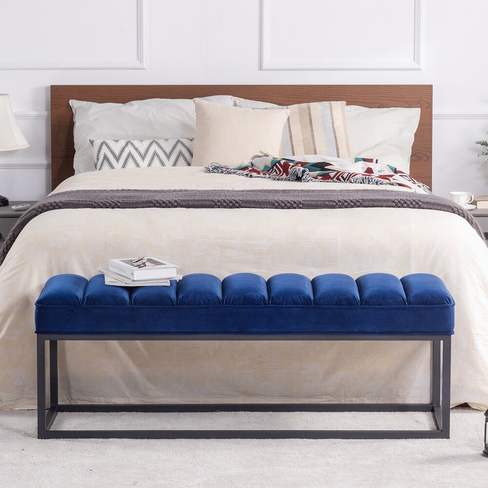 Metal Base Upholstered Bench for Bedroom and Entryway