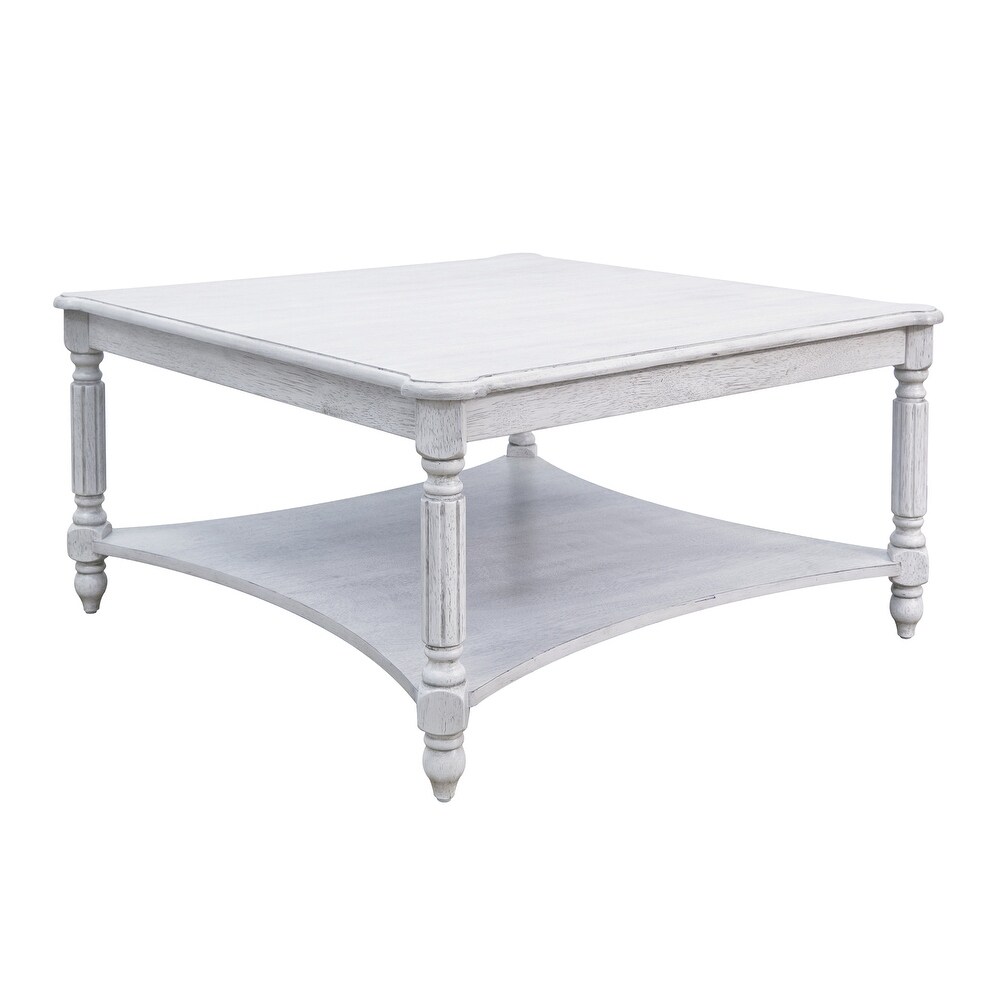 GALANO Marcello 33.1 in. Square Solid Wood Top Coffee Table