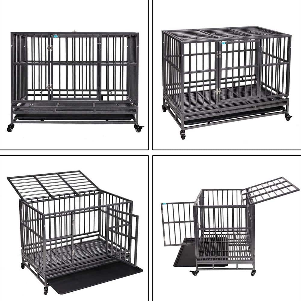 COZIWOW 3 ft. L x 2 ft. W x 2.5 ft. H Dog Crate Kennel with Tray and Wheels, Openable Top CW12L0313