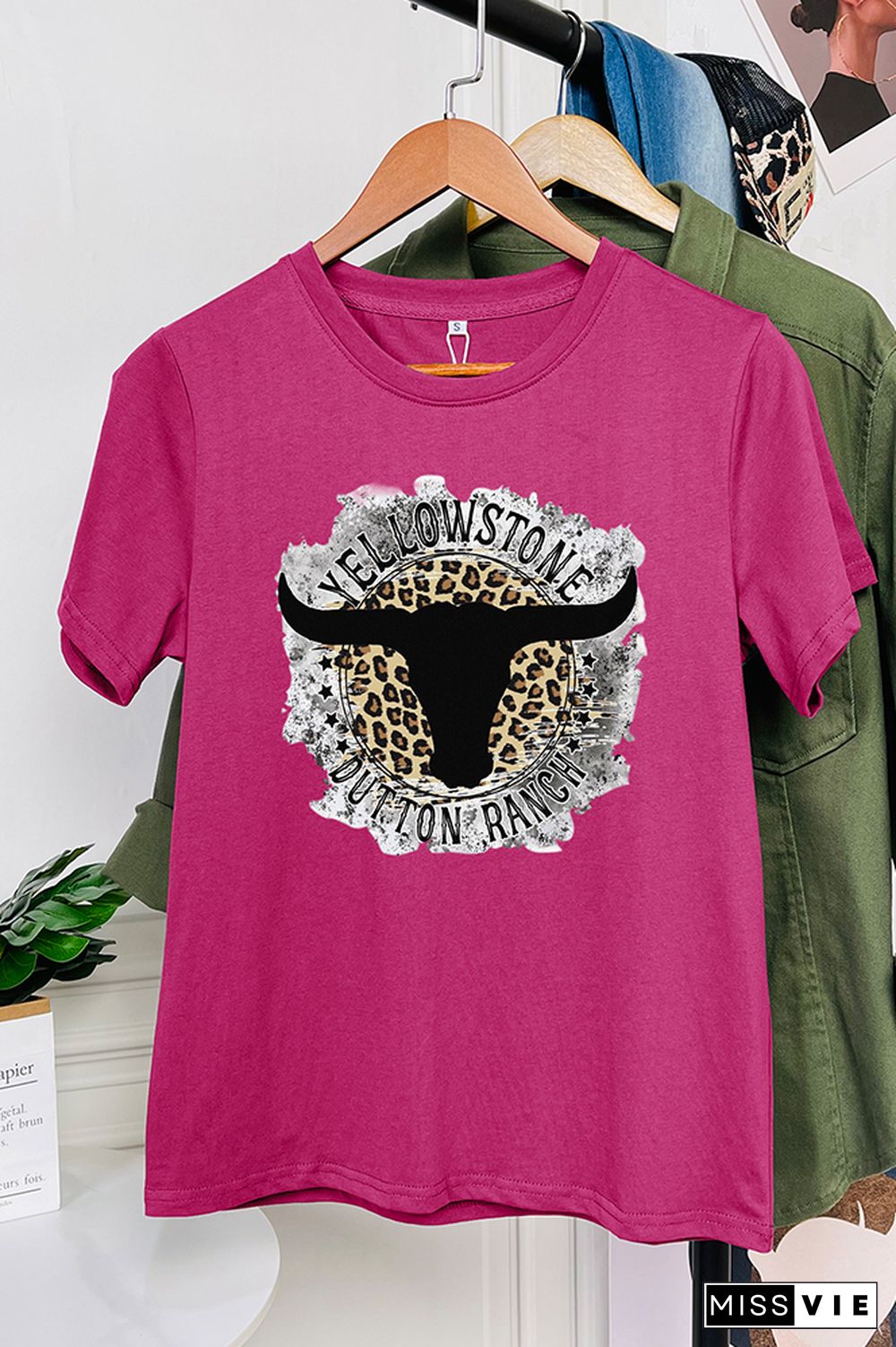 Yellowstone Dutton Ranch Leopard Short Sleeve Graphic Tee Wholesale