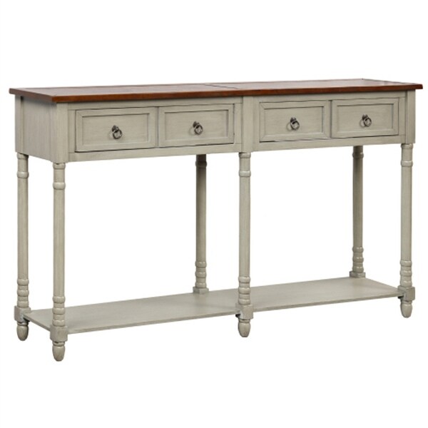 Entryway Sofa Console Table with Storage Drawers and Shelf (Grey)