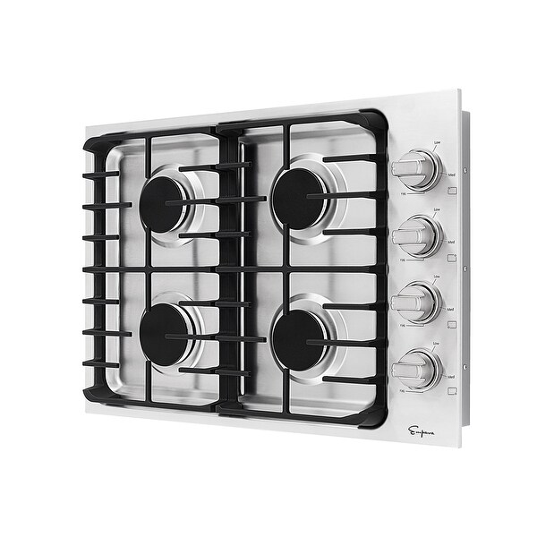 30-in Built-in Gas Cooktop with 4 Sealed Burners - LPG Convertible in Stainless Steel